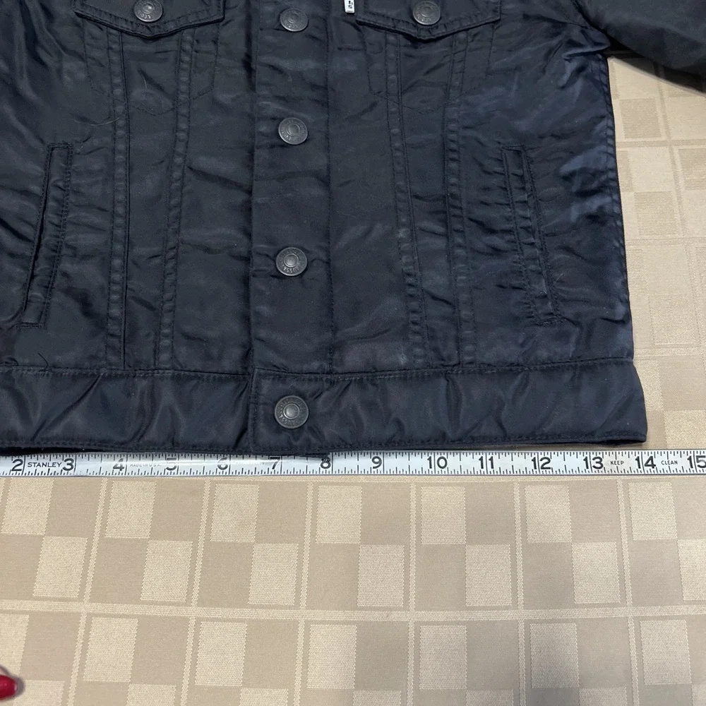 Levis Youth Boys Bomber Jacket Coat Size 7 Black‎ Snap Buttons Lightweight EUC